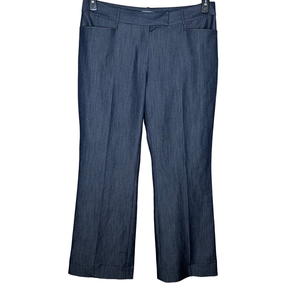 Tahari Womens Navy Blue Straight Leg Dress Pants Trousers Size 12 Career Office
